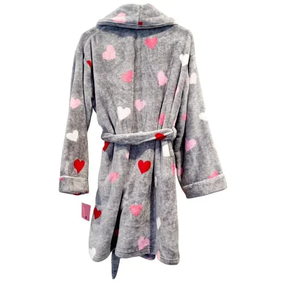 Kate Spade Plush Hearts Short Robe Size Medium NEW!